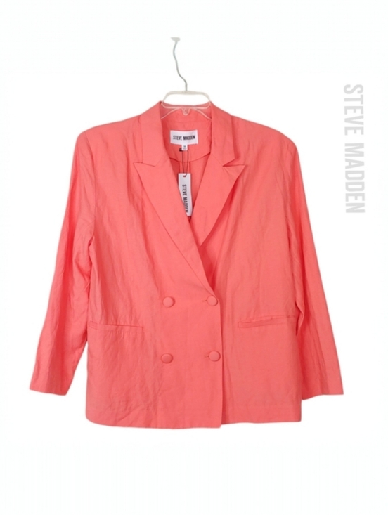 Steve Madden Women's Spring Rose Linen Double Breasted Baldwin Blazer Me… - Picture 11 of 11
